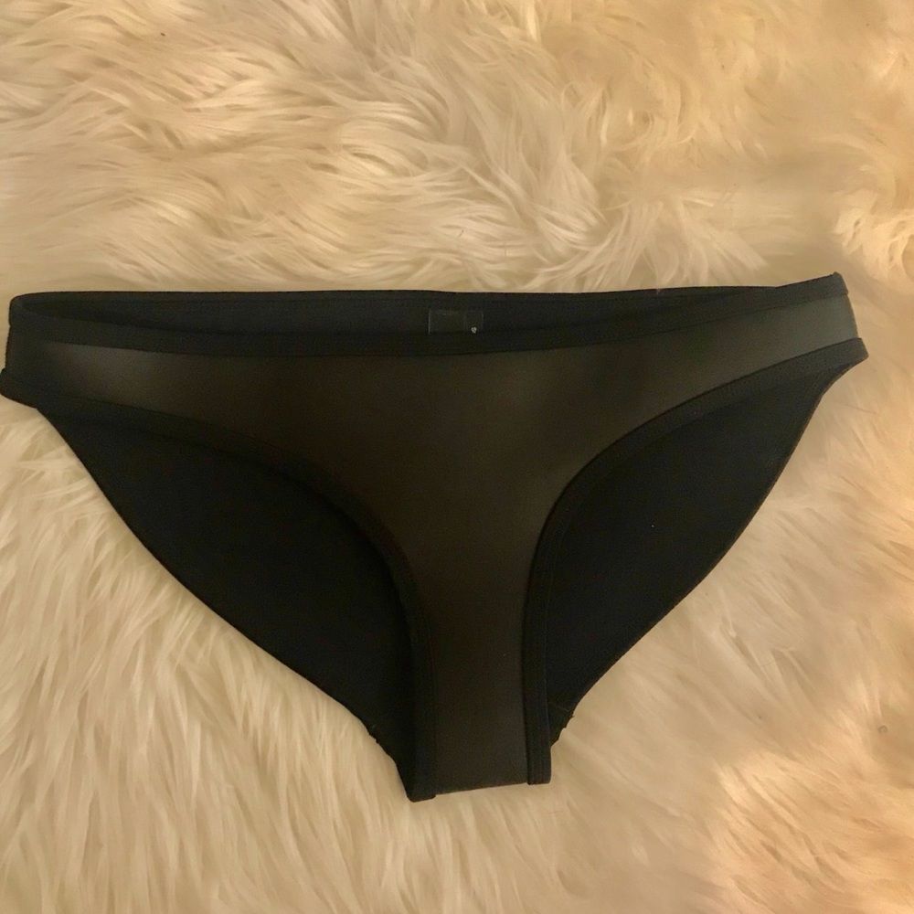 Matte black Neoprene bikini bottoms